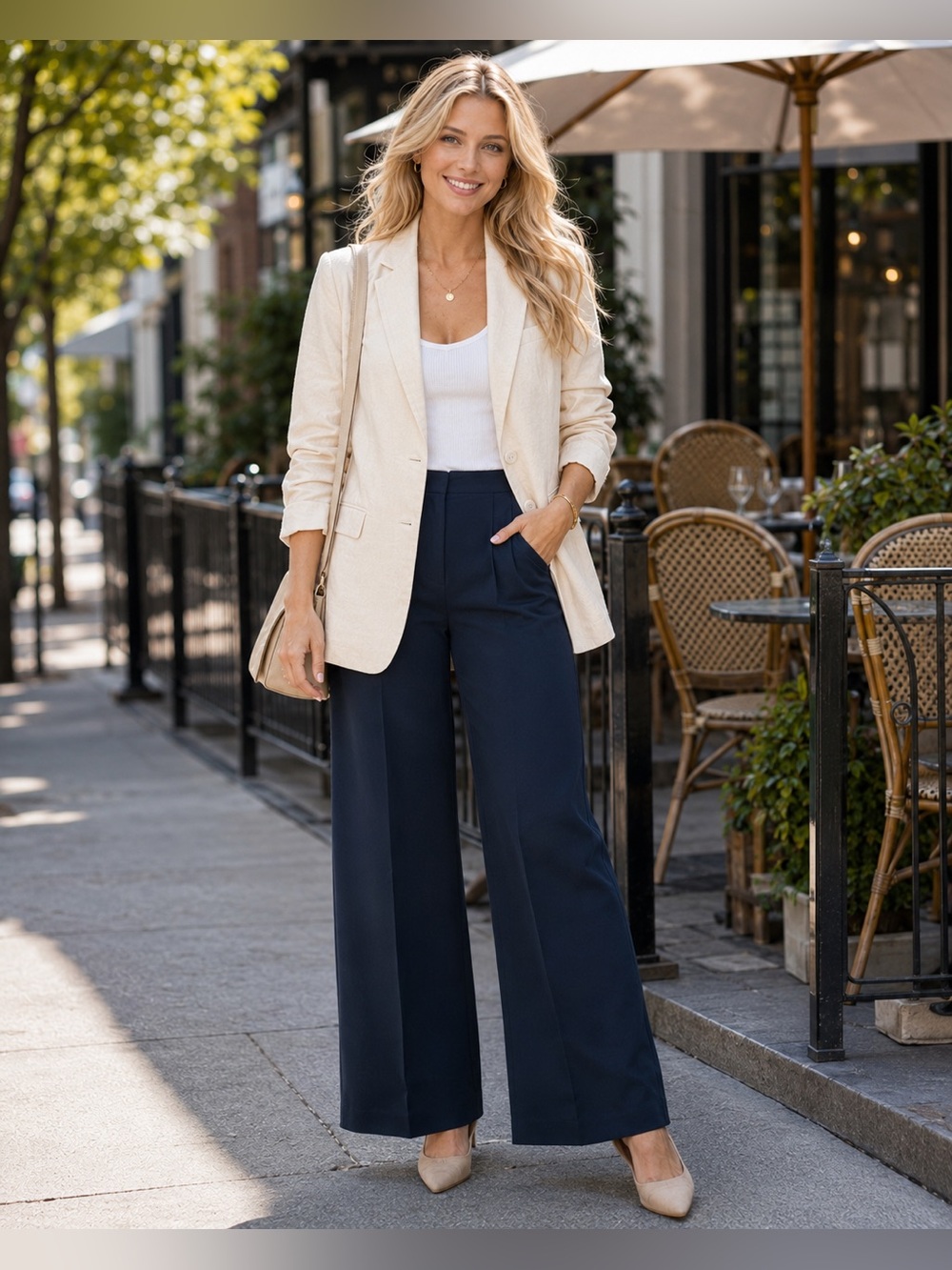 Everlane Woman’s Size 12 100% Linen Ivory Cream Tailored Blazer